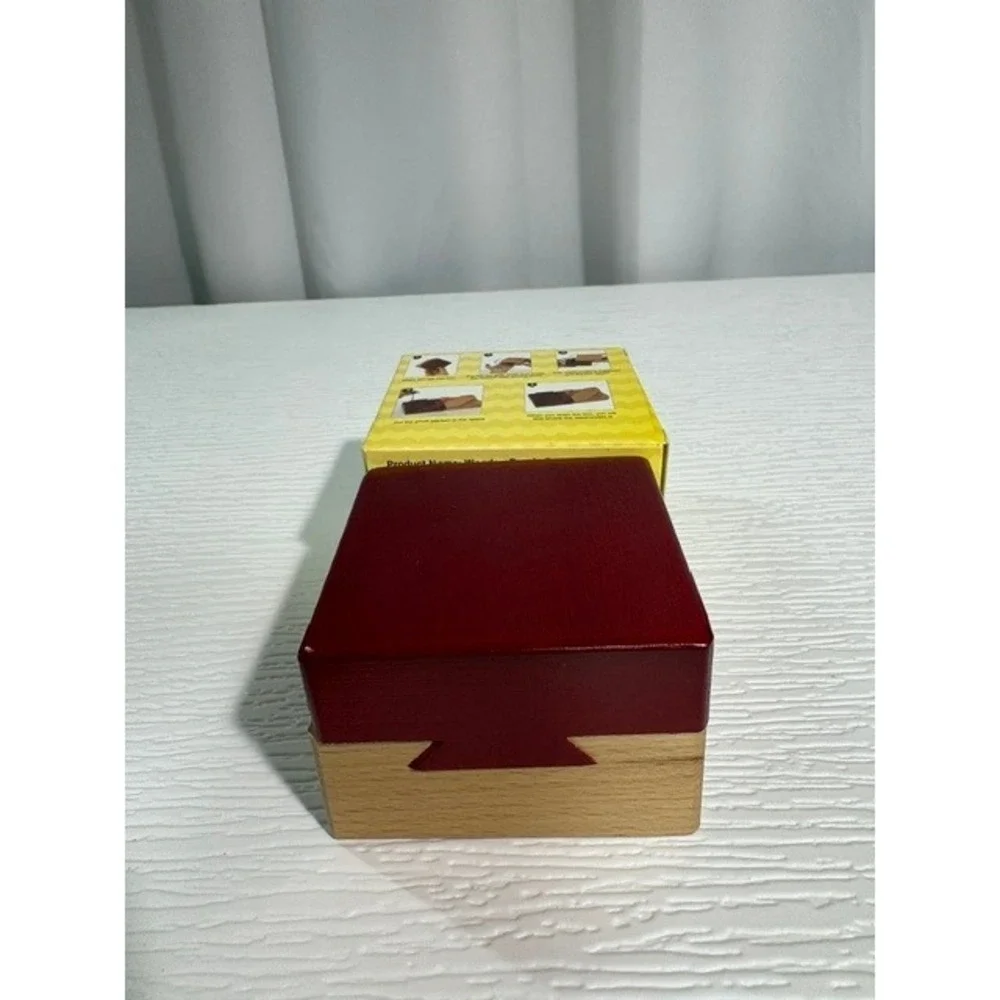 Wooden Puzzle Box Secret Compartment Brain Teaser Red Wood S0027-32